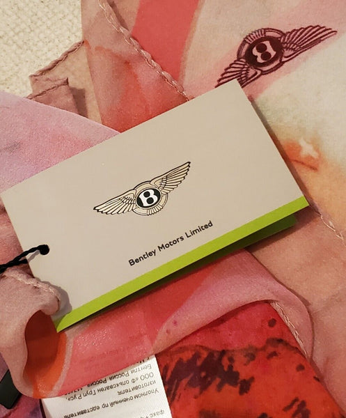 BENTLEY SILK SCARF Womens Pink Orange Watercolours Handmade in Italy Rrp £125