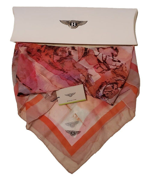 BENTLEY SILK SCARF Womens Pink Orange Watercolours Handmade in Italy Rrp £125