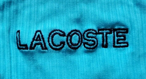 LACOSTE Bikini Swimsuit 2 Piece Size M Spellout Turquoise Blue New With Pouch