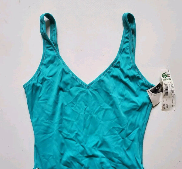 LACOSTE Swimsuit Swimming Costume 1 Piece Size UK M Blue Esmeralda New With Tags