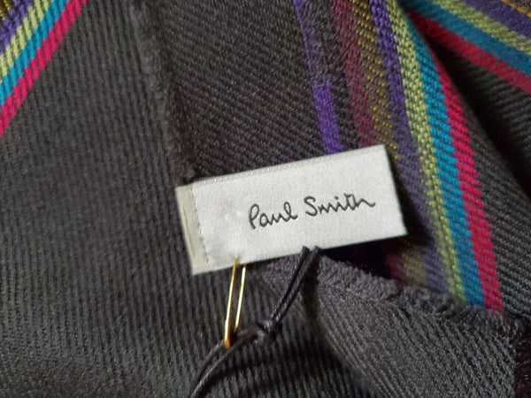 PAUL SMITH SCARF Mens Cashmere Wool Artist Check Grey Made in UK Rrp £165