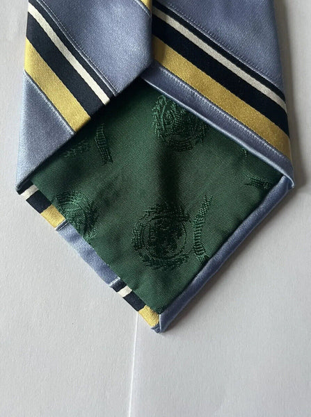 Vintage TOMMY HILFIGER TIE Silk Blue Gold Stripes Made in Usa Genuine 90's