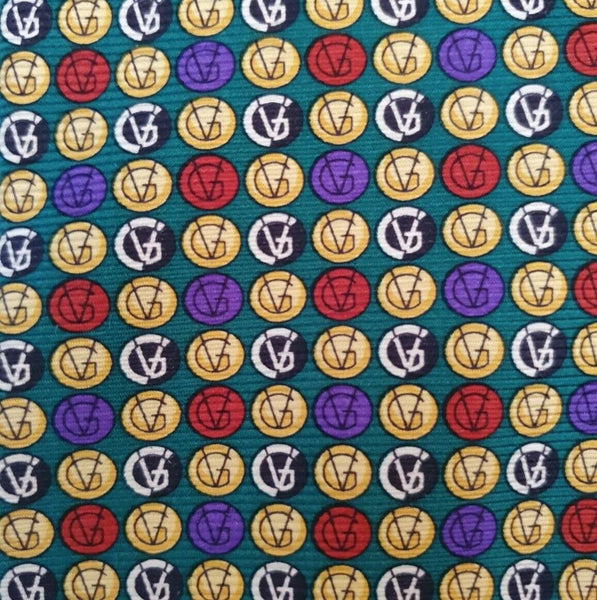Vintage VERSACE TIE Red Green Blue Gold  Italy 90's