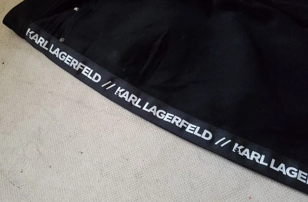 Womens KARL LAGERFELD JEANS W 27 L 30 Black Stretch White Stripe Logo Were €205