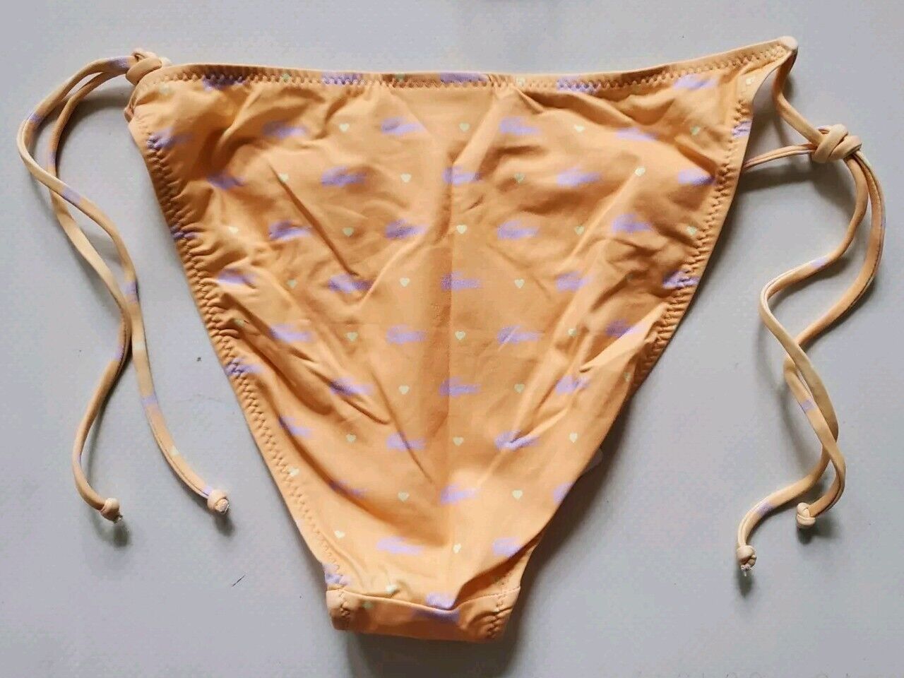 LACOSTE Bikini Swimsuit 2 Piece Halter Neck Size M Peach Croc New With Pouch