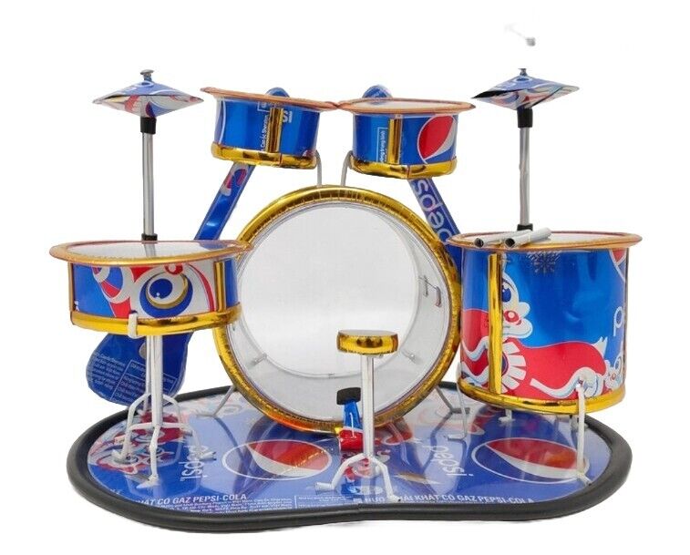 Vintage PEPSI COLA Drum kit Recycled Cans Handmade Promo Collectible Memorabilia