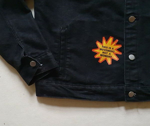 WESC Denim Trucker Jacket Black Mens L Womens XL RRP £130 Social Justice
