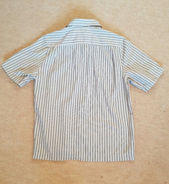 DKNY Shirt Mens S Black White Stripes Short Sleeved vgc
