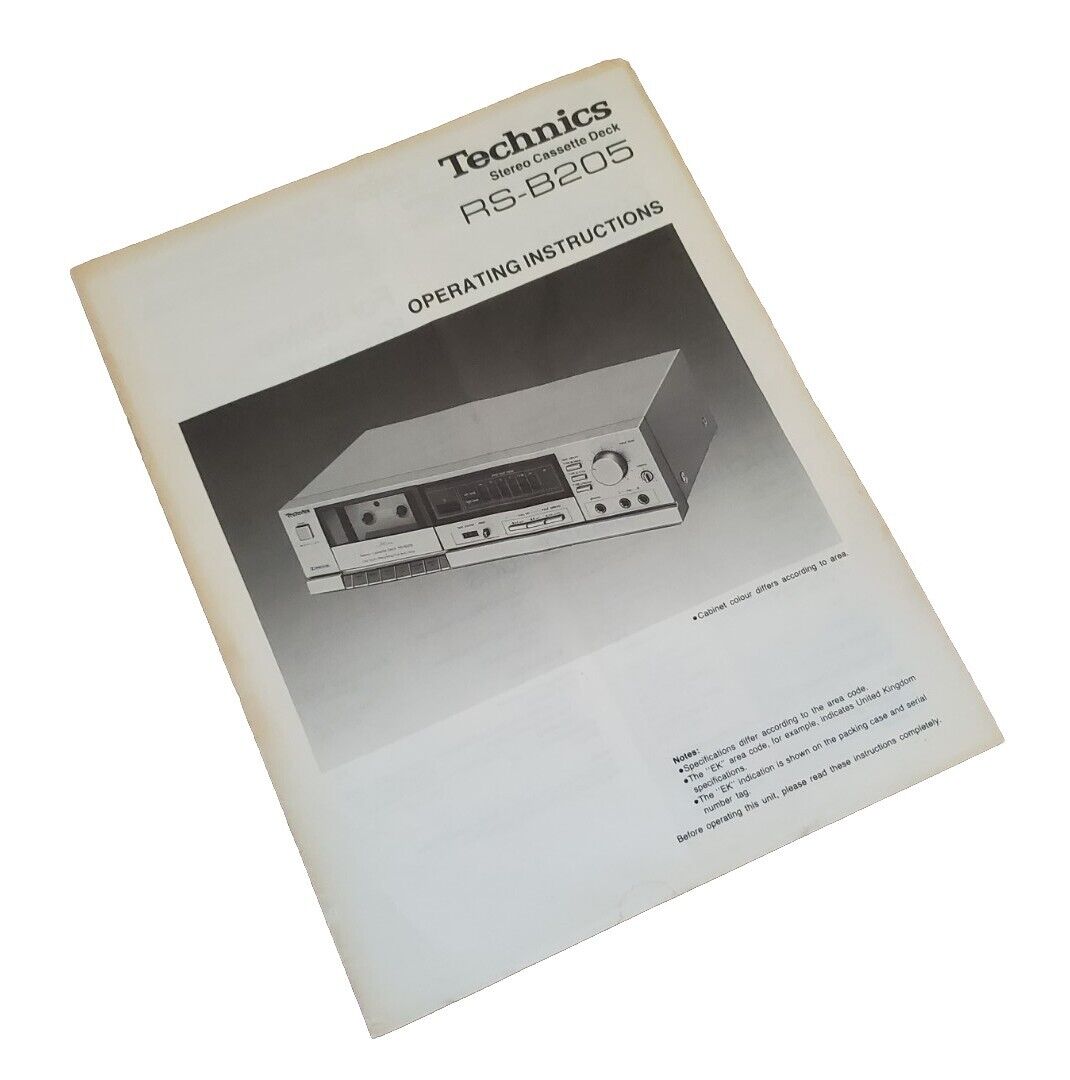 Technics RS-B205 Instruction Manual Stereo Cassette Recorder Player - English