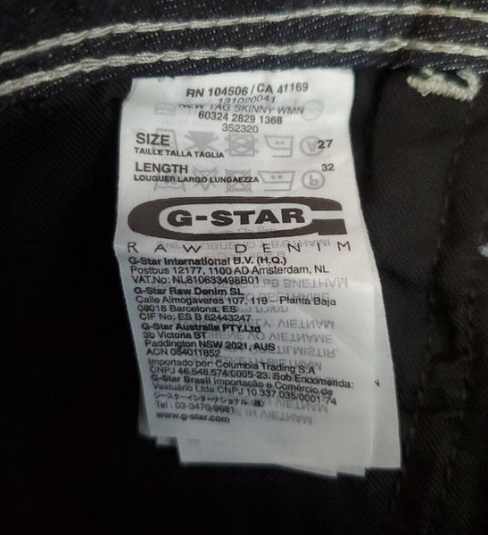 Womens G-STAR RAW Jeans New Tag Skinny 27 x 32  Slim Denim No 4