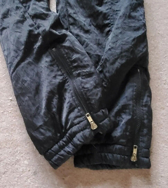 CHAMPION Sport Salopettes Ski Trousers Pants Womens UK 12 Black Gold Vintage 80s
