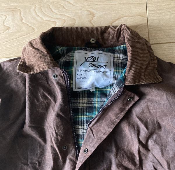 XZET Wax Jacket Coat Mens L Brown Waxed Cotton Vintage Made In UK (41)
