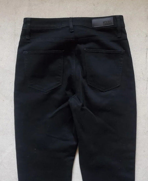 Womens KARL LAGERFELD JEANS W 27 L 30 Black Stretch White Stripe Logo Were €205