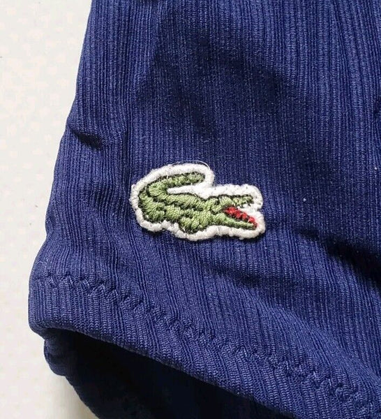 LACOSTE Swimsuit Swimming Costume 1 Piece Size M Blue Spellout New With Pouch