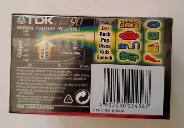 TDK D90 Normal Position Cassette Tapes X 5 Factory Sealed IEC 1 Type 1