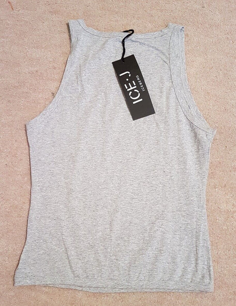 ICEBERG ICE-J DUEL Vest Top Womens 10 Grey Cotton Blend Stretch Made In Italy