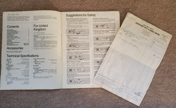 Technics RS-B205 Instruction Manual Stereo Cassette Recorder Player - English