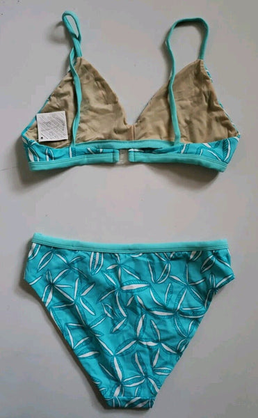 LACOSTE Bikini Swimsuit 2 Piece Size S Turquoise Blue Floral New With Pouch