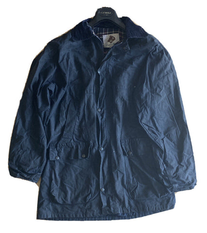 COUNTRY WEAR Wax Jacket Coat Mens XL Blue Waxed Cotton Vintage Made In UK (23)
