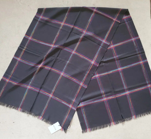 PAUL SMITH SCARF Mens Cashmere Wool Artist Check Grey Made in UK Rrp £165