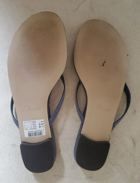 CLARKS Tralee Sandals Thong Flip Flops Womens UK 6 EU 39.5 Blue New In Box