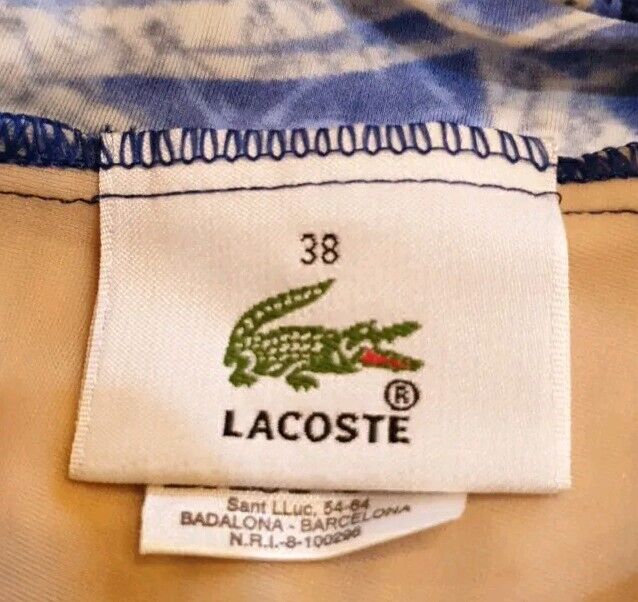 LACOSTE Swimsuit Swimming Costume 1 Piece Size XS Blue Floral New With Pouch