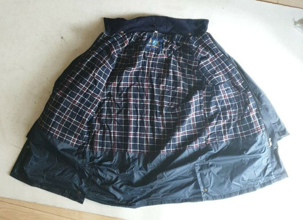 BRITISH CLOTHING Co Wax Jacket Coat Mens M Blue Vintage Made In UK (65)
