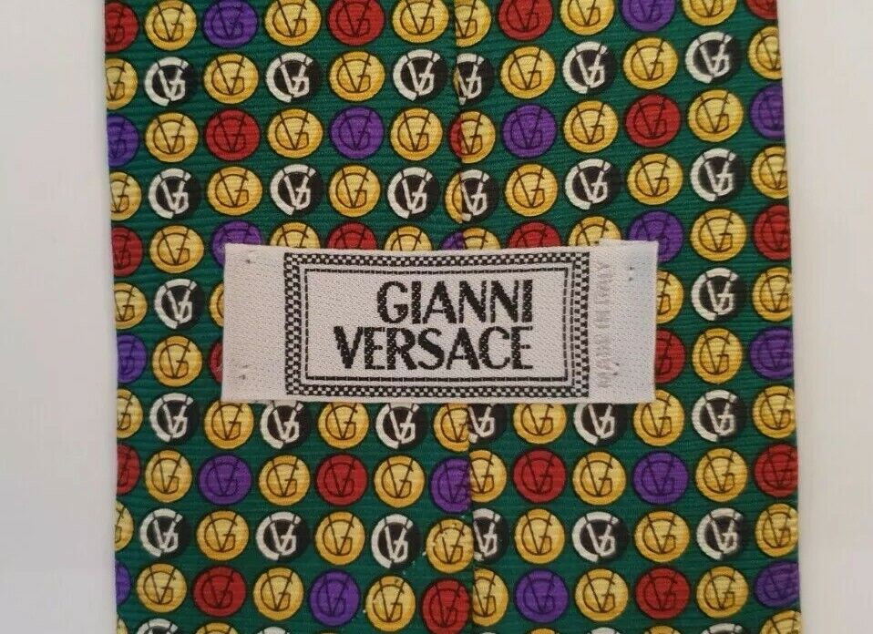 Vintage VERSACE TIE Red Green Blue Gold  Italy 90's