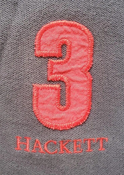 HACKETT Polo Shirt Mens M Regular Fit 3 Black White Bisect Red Cotton Authentic