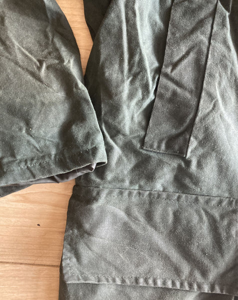 COUNTRY WEAR Wax Jacket Coat Mens L Green Mid Length Vintage Made In UK (21)
