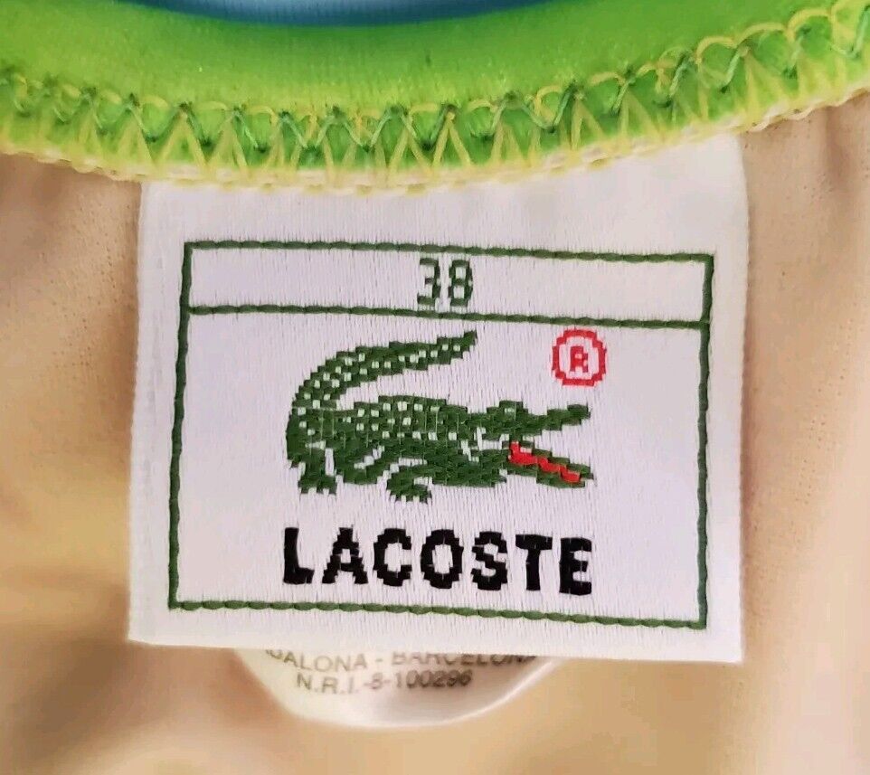 LACOSTE Swimsuit Swimming Costume 1 Piece Size XS Blue Green New With Pouch