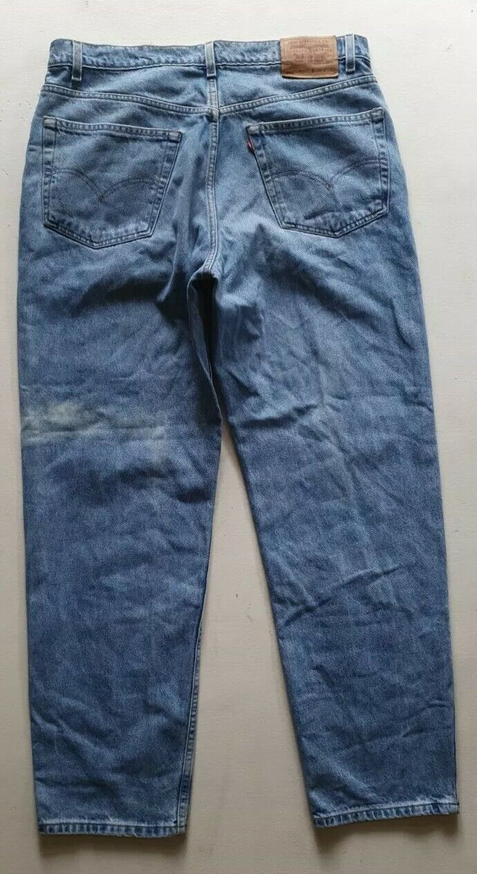 LEVIS 550 JEANS W 38 L 32 Vintage Relaxed Fit Blue Denim Red Tab (67)