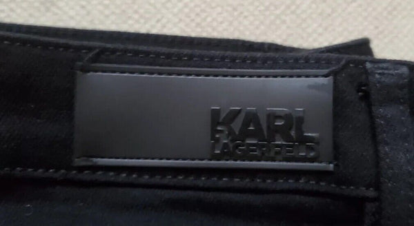 Womens KARL LAGERFELD JEANS W 27 L 30 Black Stretch White Stripe Logo Were €205