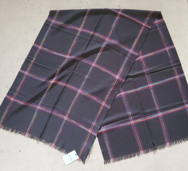 PAUL SMITH Pashmina Scarf Shawl Grey Check Cashmere Wool Made in UK Rrp £189