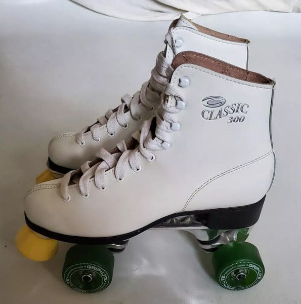 ROLLER DERBY Roller Skates Classic 300 White Leather Uk 6 Eu 40  - New Deadstock