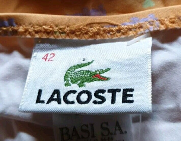 LACOSTE Bikini Swimsuit 2 Piece Halter Neck Size M Peach Croc New With Pouch