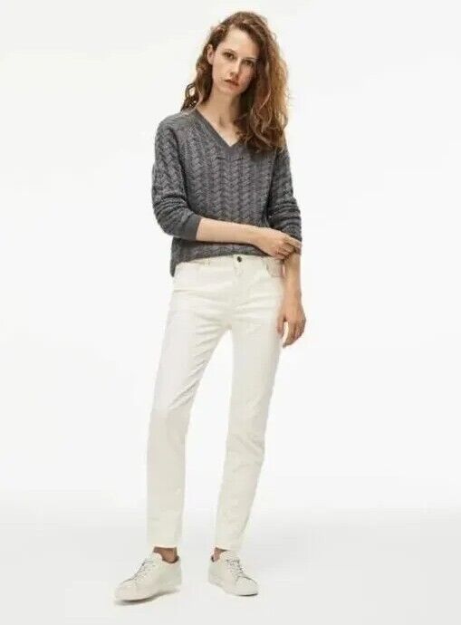 WOMENS LACOSTE JEANS White Stretch Cotton EU 42 UK 12 W 32 L 33  New Rrp €130