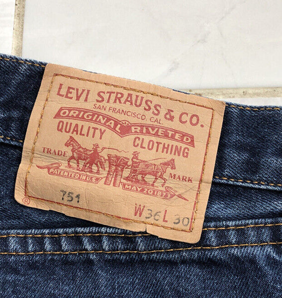 LEVIS 751 Jeans Mens W 36 L 30 Straight Fit Blue Denim No 720