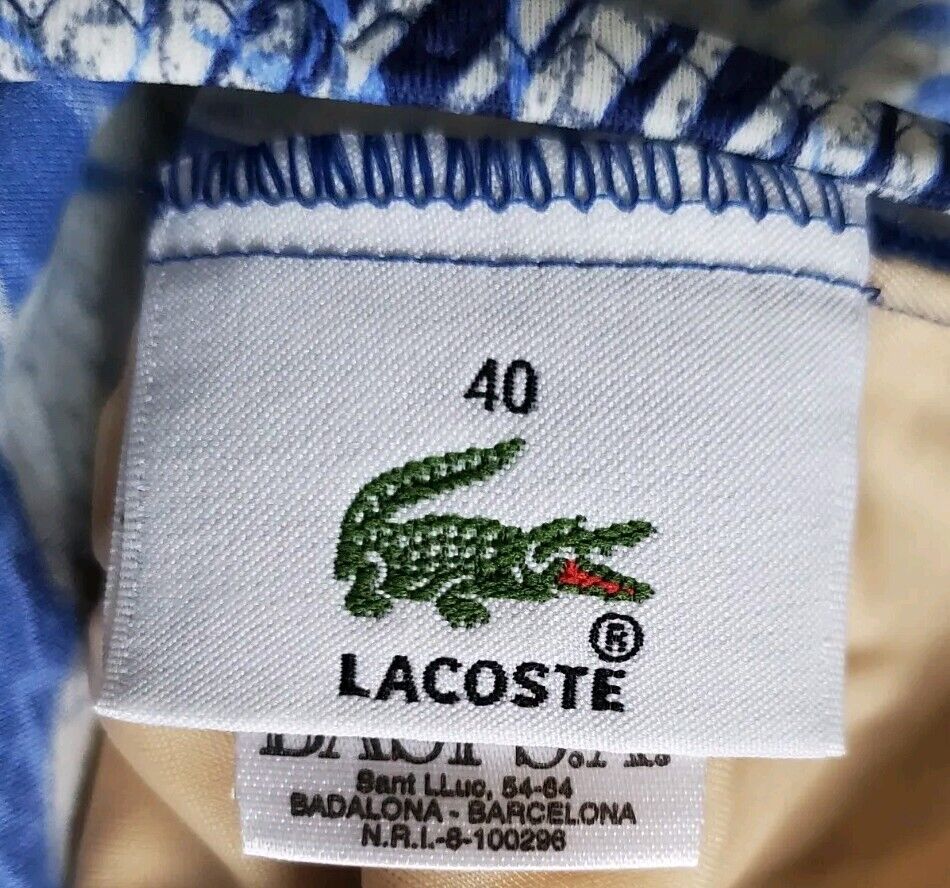 LACOSTE Swimsuit Swimming Costume 1 Piece Size S Blue Floral New With Pouch