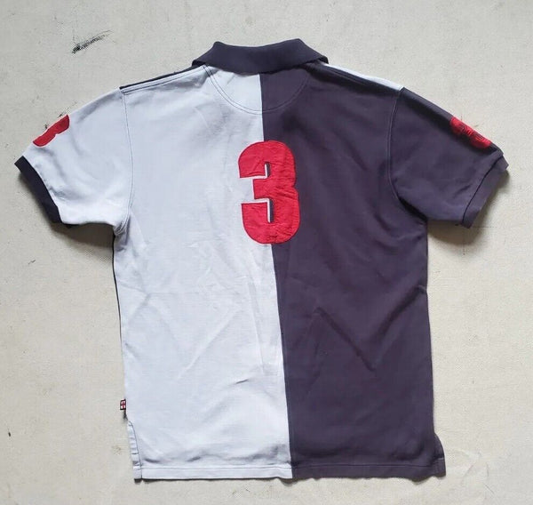 HACKETT Polo Shirt Mens M Regular Fit 3 Black White Bisect Red Cotton Authentic