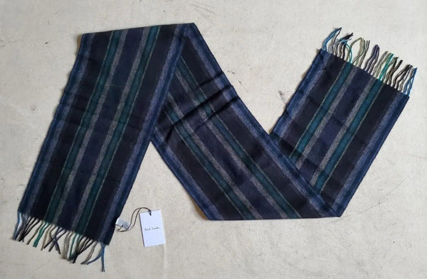 PAUL SMITH SCARF Mens Signature Stripes Lambswool Made In Uk Rrp £140