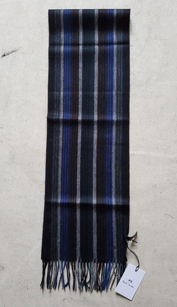 PAUL SMITH SCARF Mens Signature Stripes Lambswool Embroidered Logo Rrp £140