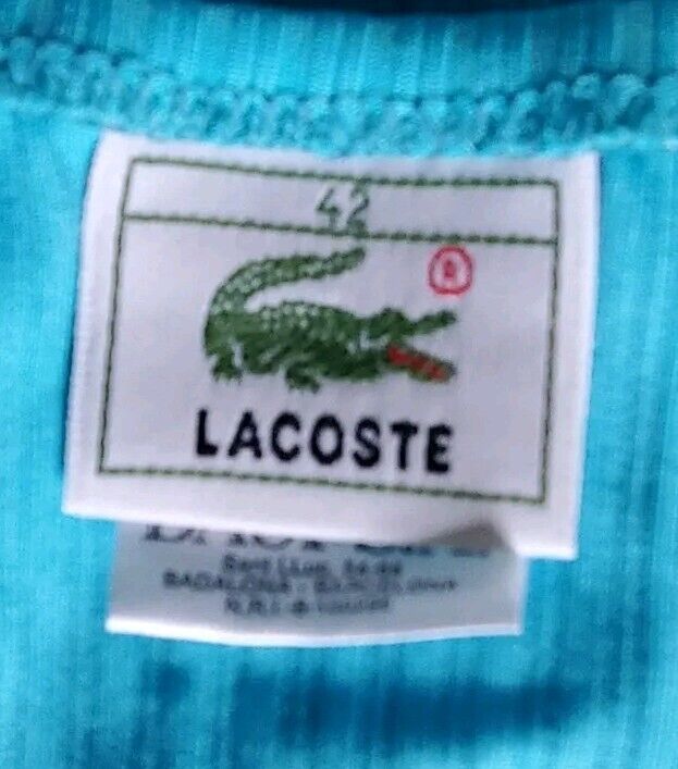 LACOSTE Bikini Swimsuit 2 Piece Size M Spellout Turquoise Blue New With Pouch