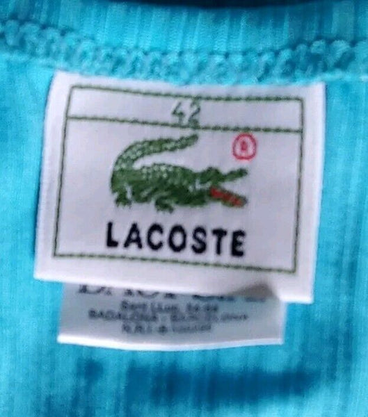 LACOSTE Bikini Swimsuit 2 Piece Size M Spellout Turquoise Blue New With Pouch