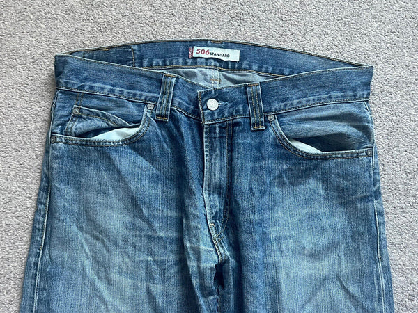 LEVIS 506 JEANS Mens W 36 L 34 vintage blue denim red tab regular fit A46