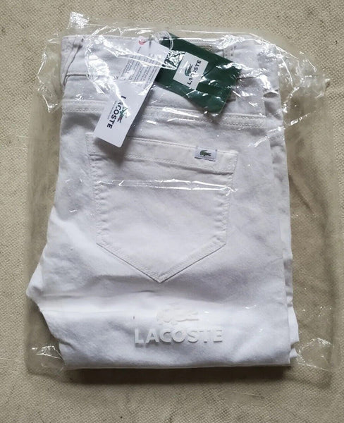 WOMENS LACOSTE JEANS White Stretch Cotton EU 42 UK 12 W 32 L 33  New Rrp €130