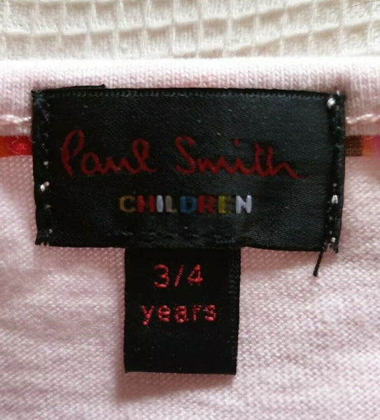 PAUL SMITH T Shirt Baby Grow Girls Pink Signature Stripe Age 3 - 4 Cotton