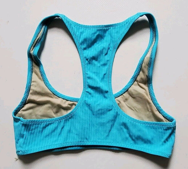 LACOSTE Bikini Swimsuit 2 Piece Size M Spellout Turquoise Blue New With Pouch