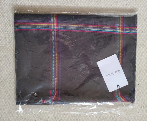 PAUL SMITH SCARF Mens Cashmere Wool Artist Check Grey Made in UK Rrp £165