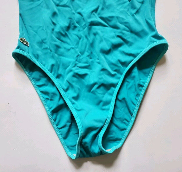 LACOSTE Swimsuit Swimming Costume 1 Piece Size UK M Blue Esmeralda New With Tags